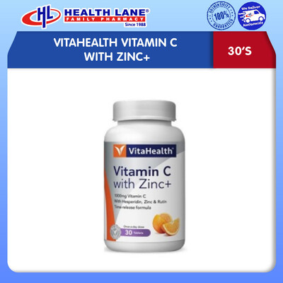 VITAHEALTH VITAMIN C WITH ZINC+ 30'S